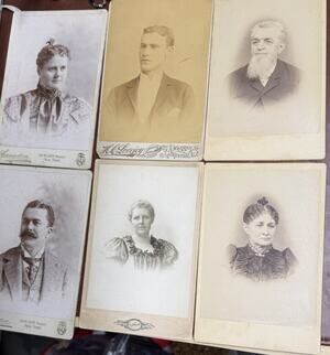 6 Antique Victorian Cabinet Card Portrait Photos Men Women 1880s 1890s Lot